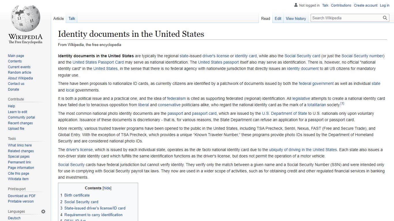 Identity documents in the United States - Wikipedia